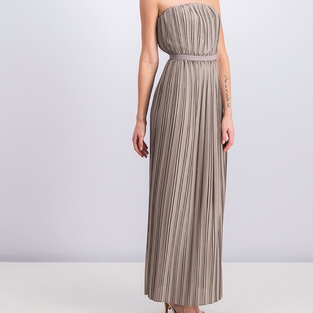 BCBG Mateo Grecian Strapless Pleated Maxi Dress